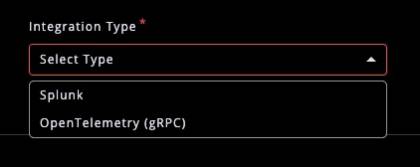 Integration Type dropdown Integration Type dropdown