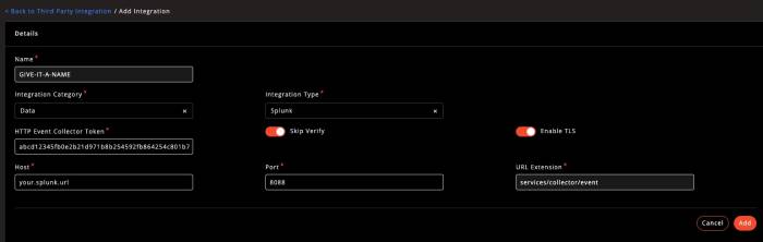 Splunk integration details Splunk integration details